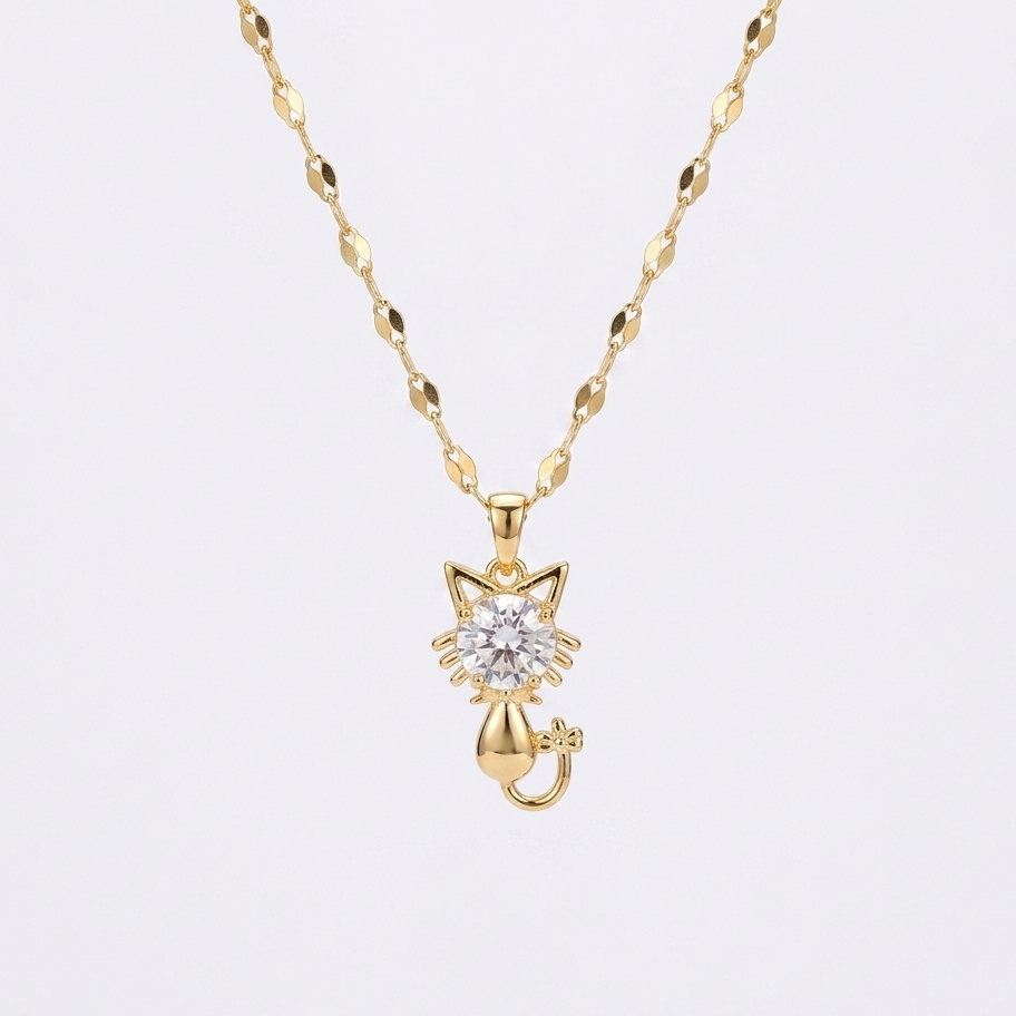 Crystal kitty neckpiece