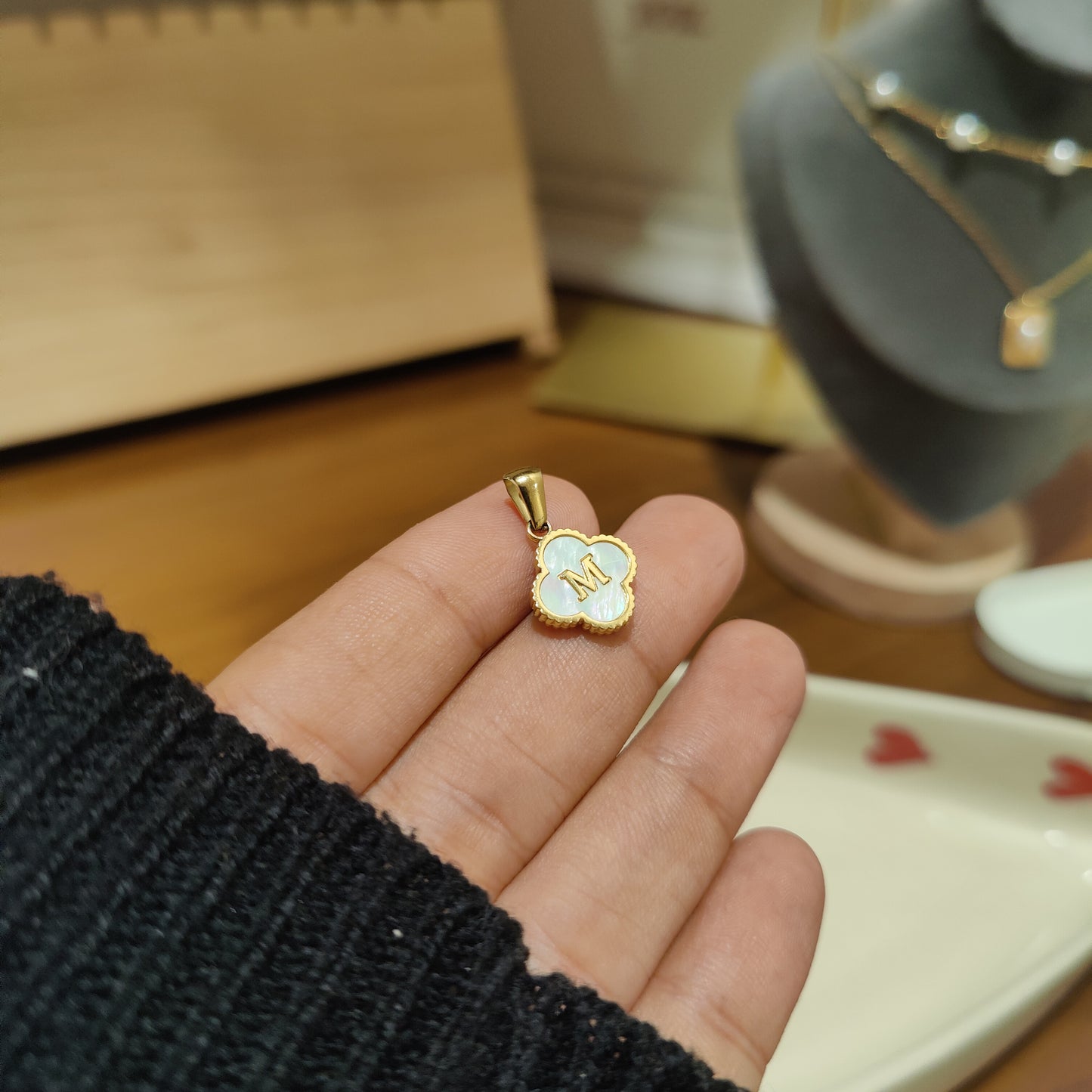 Initial M clover charm