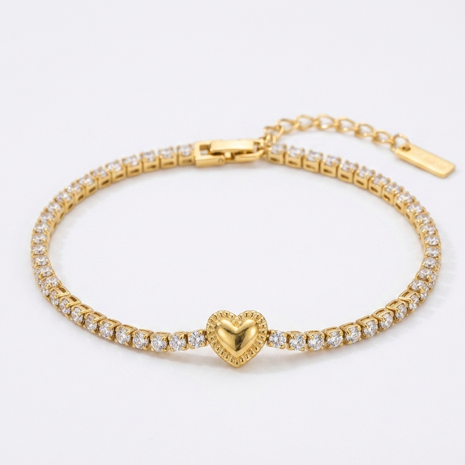 Heart tennis bracelet