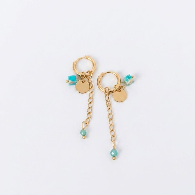 Turquoise Coin Drop Huggies