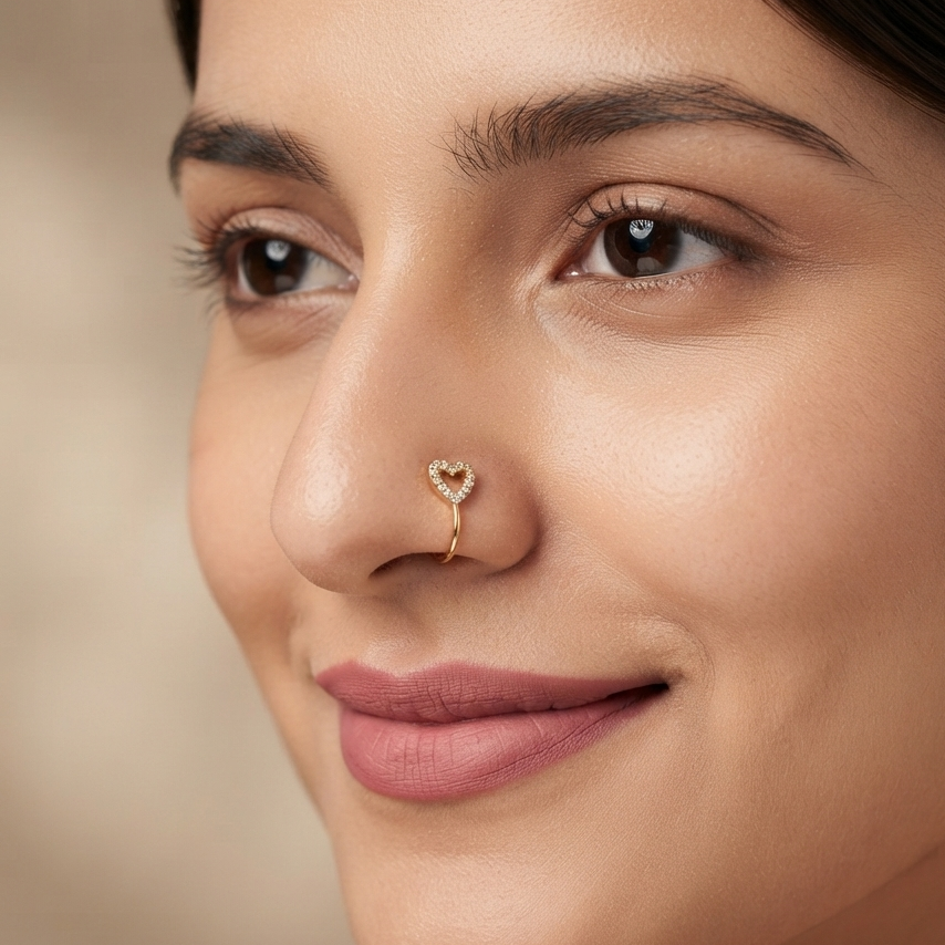 Little heart clip on nose cuff