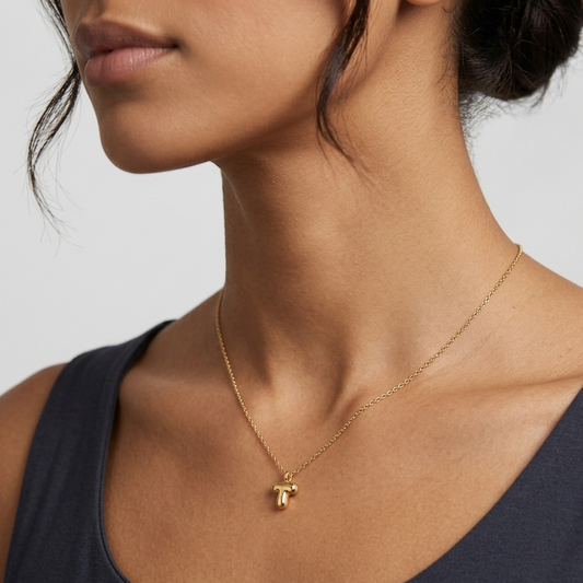 Mini T bubble initial neckpiece