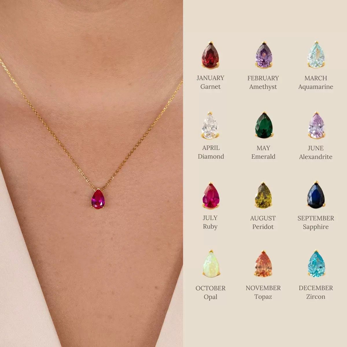 Birthstone drop neckpieces