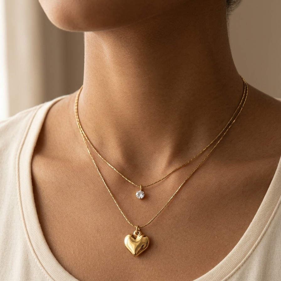 Double layer heart neckpiece