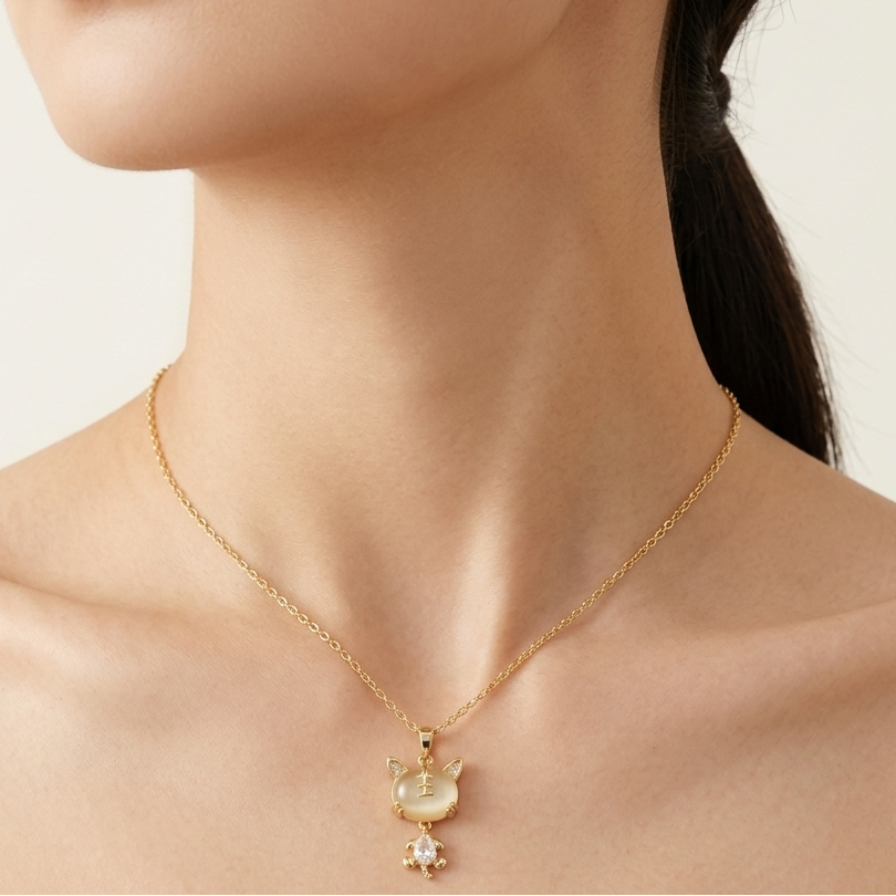 Lucky cat neckpiece