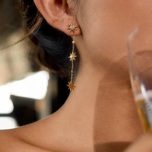 Falling stars drop earrings