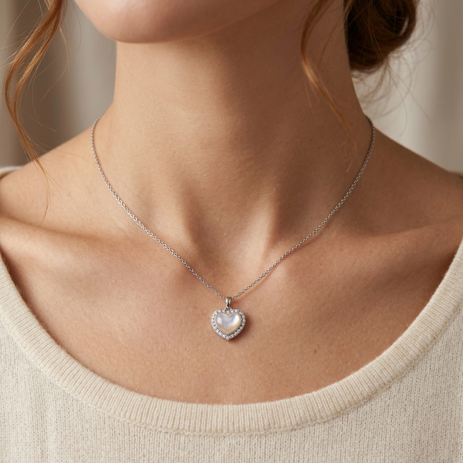 Halo heart silver neckpiece