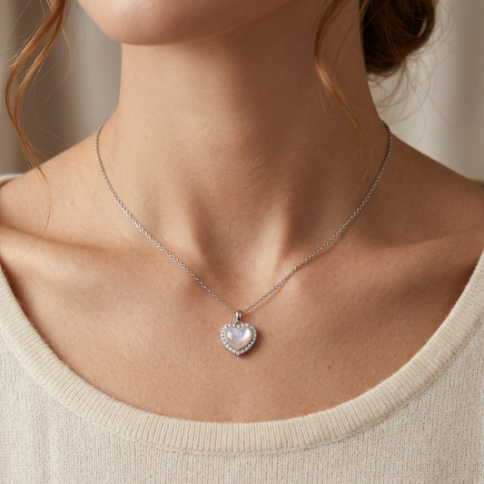 Halo heart silver neckpiece