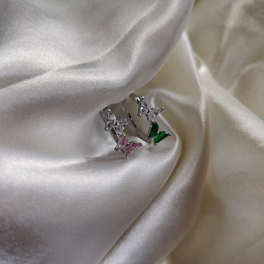 Silver Dual B-fly rings
