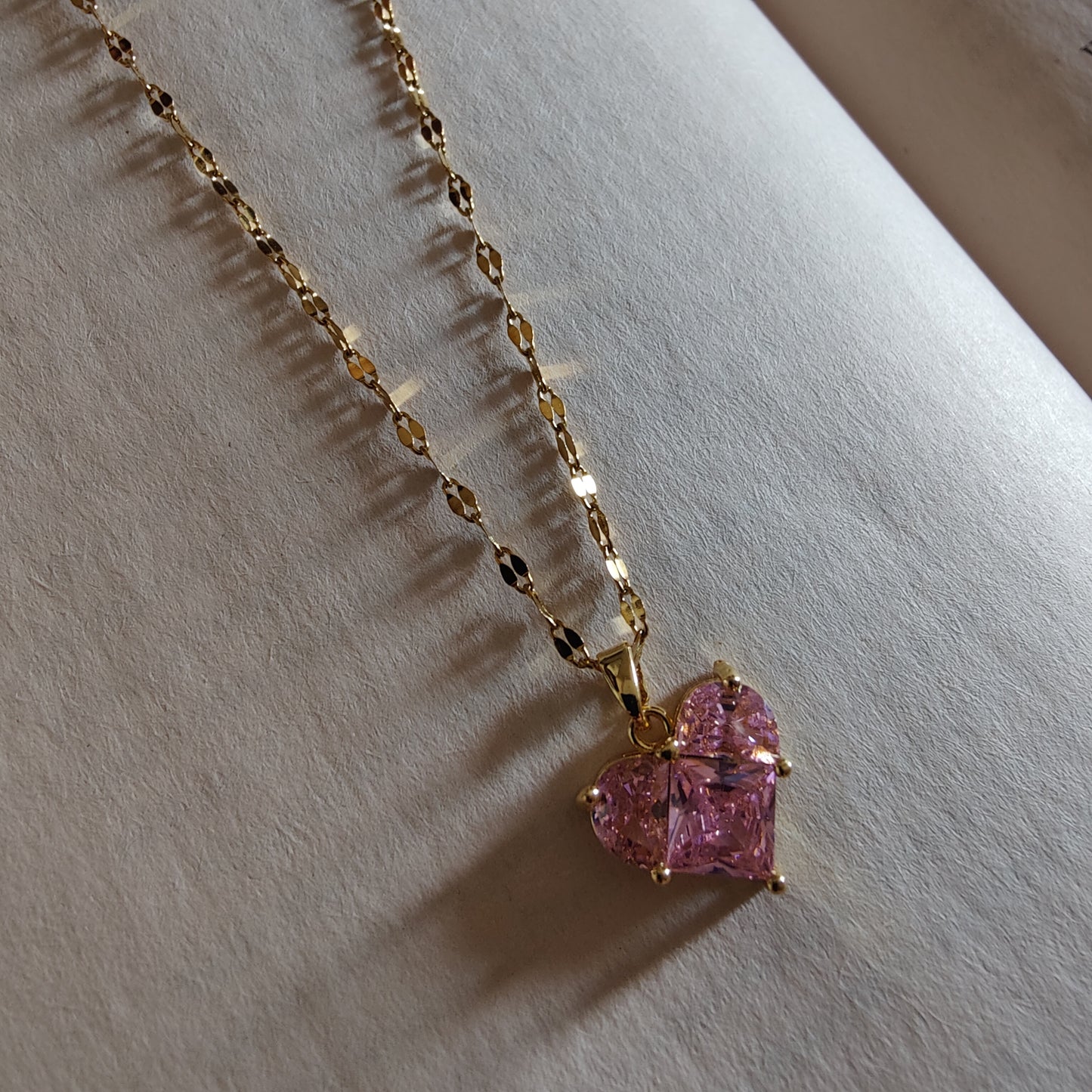 Pink Crystal heart neckpiece