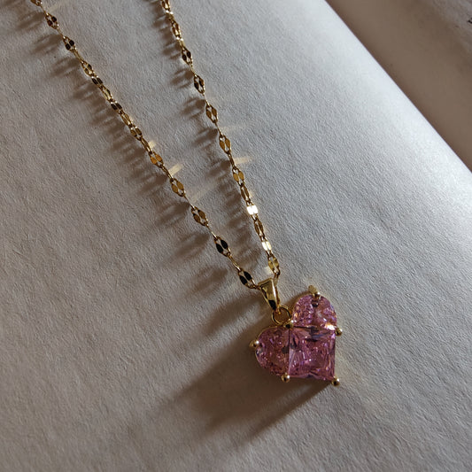 Pink Crystal heart neckpiece