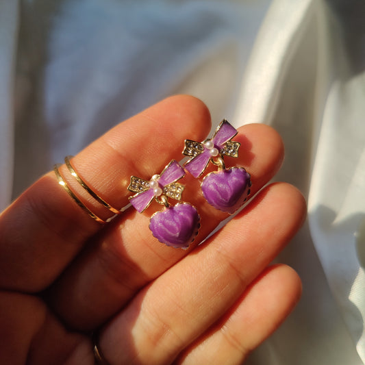 Lavender Heart Earrings