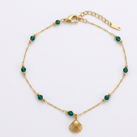 Shell emerald anklet