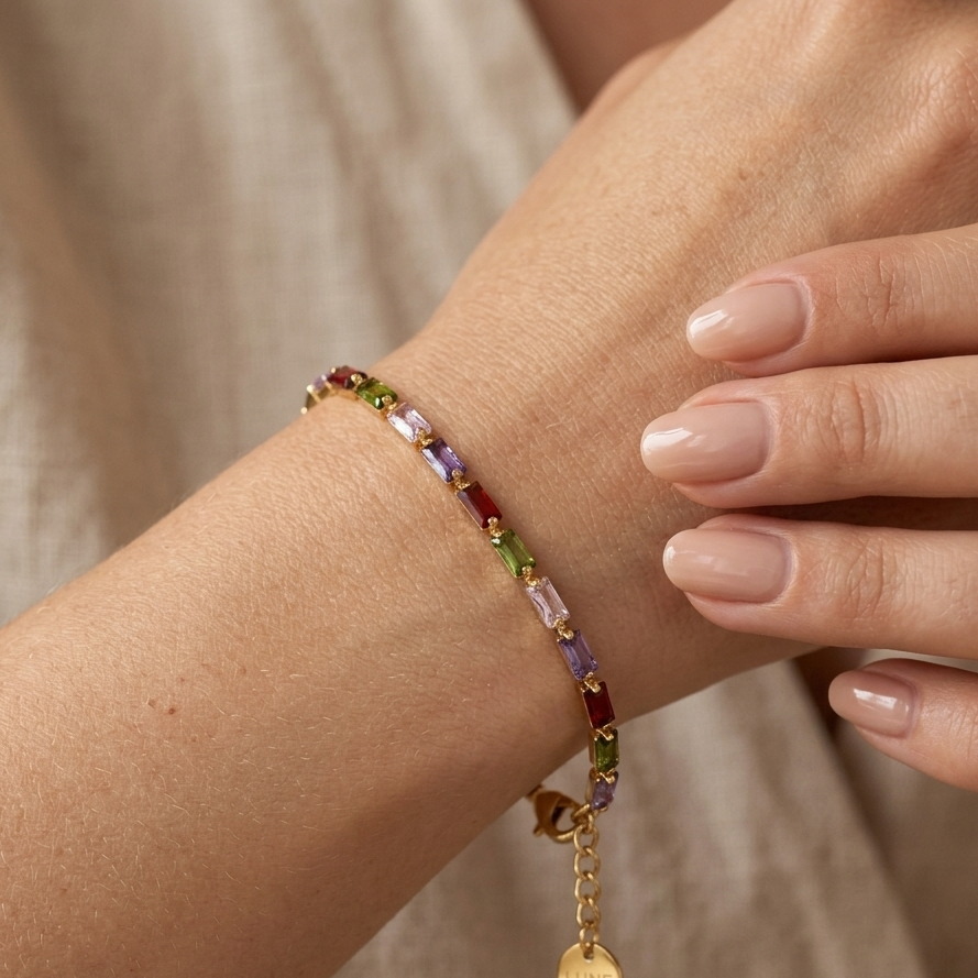 Confetti baguette tennis bracelet