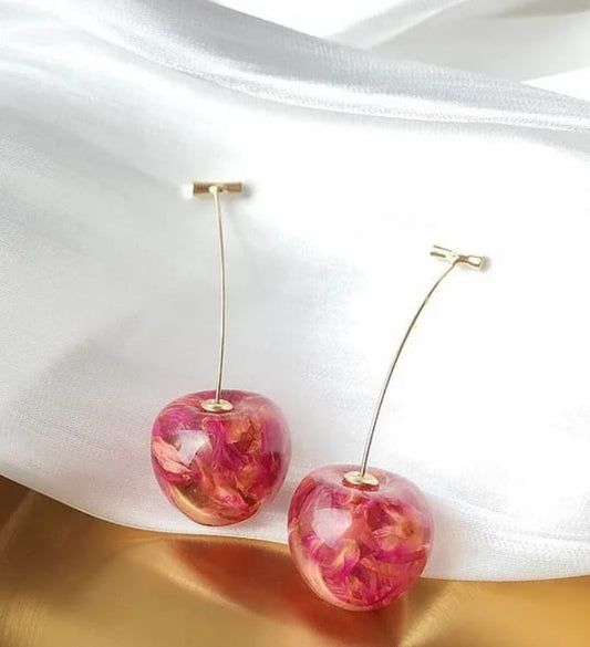 Resin Art Cherry Earrings