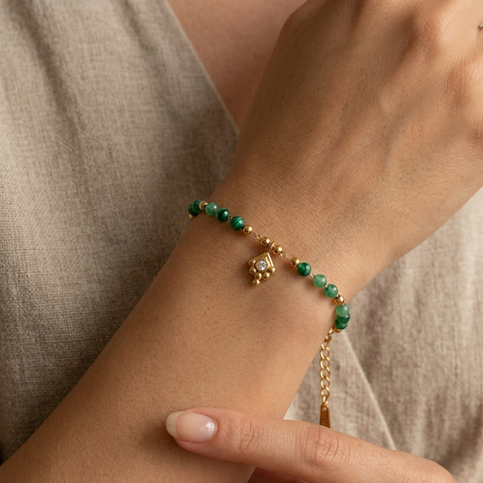 Emerald beadwork bracelet