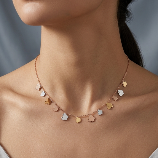 Triple tone charms neckpiece