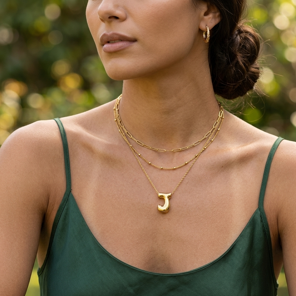 Bubble initial neckpieces