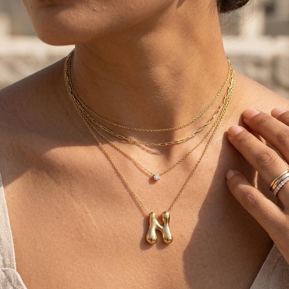 Bubble initial neckpieces