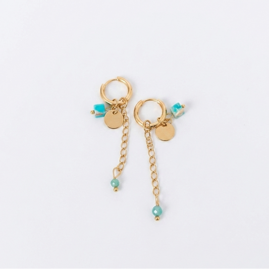 Turquoise Coin Drop Huggies
