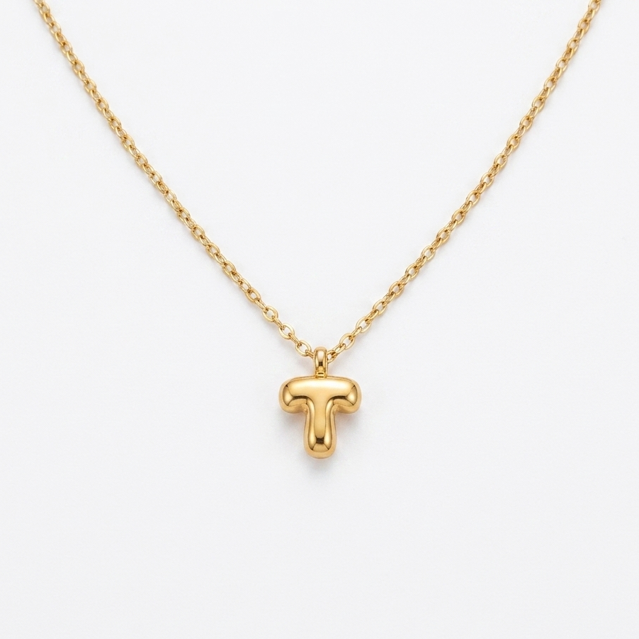 Mini T bubble initial neckpiece