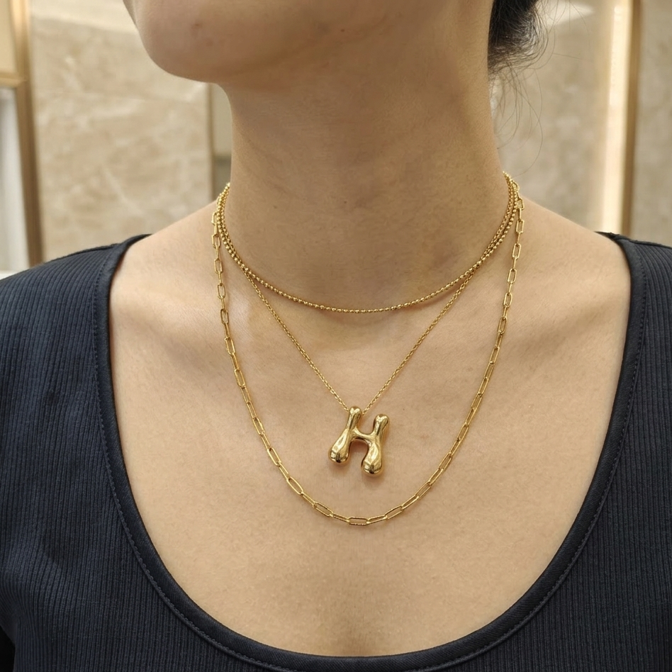 Bubble initial neckpieces
