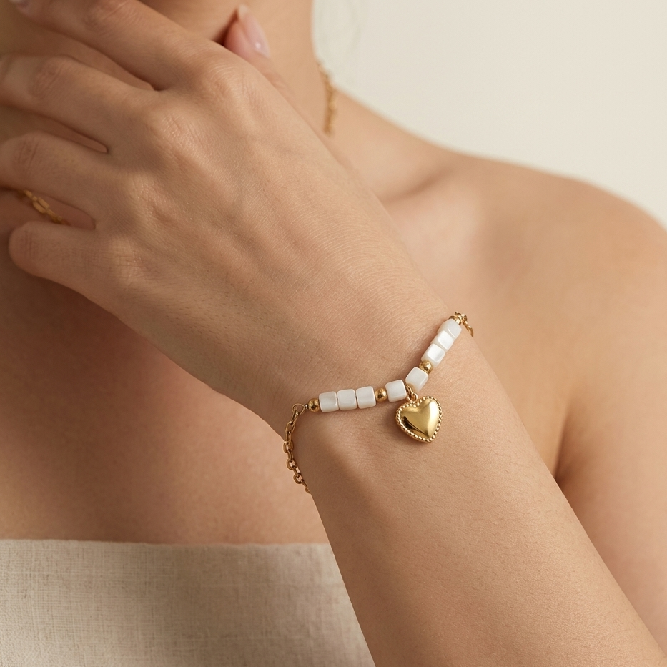 Aura heart charm bracelet