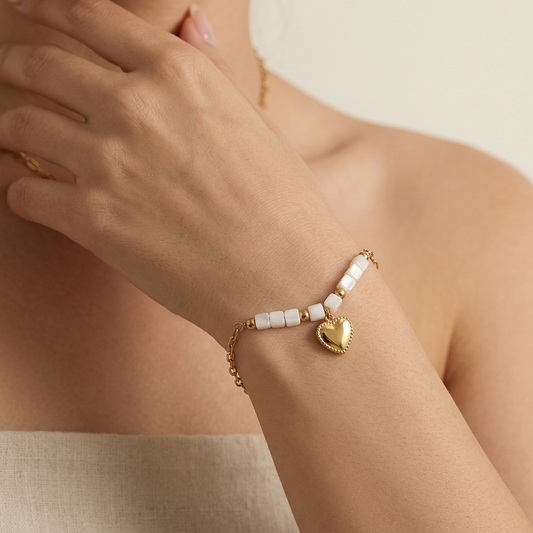 Aura heart charm bracelet