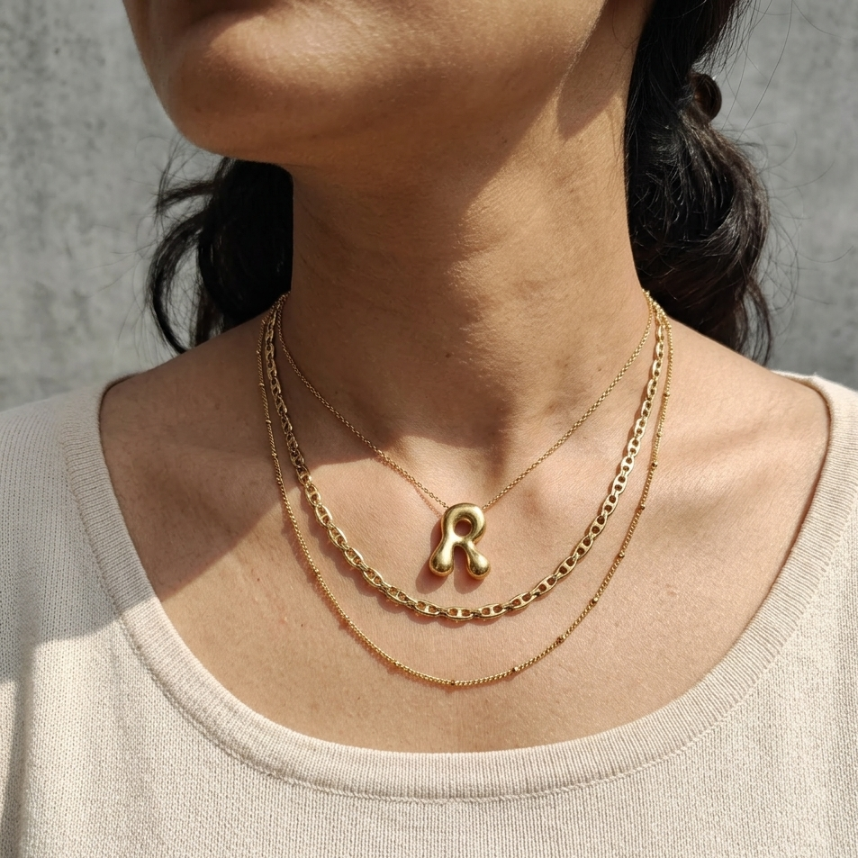 Bubble initial neckpieces