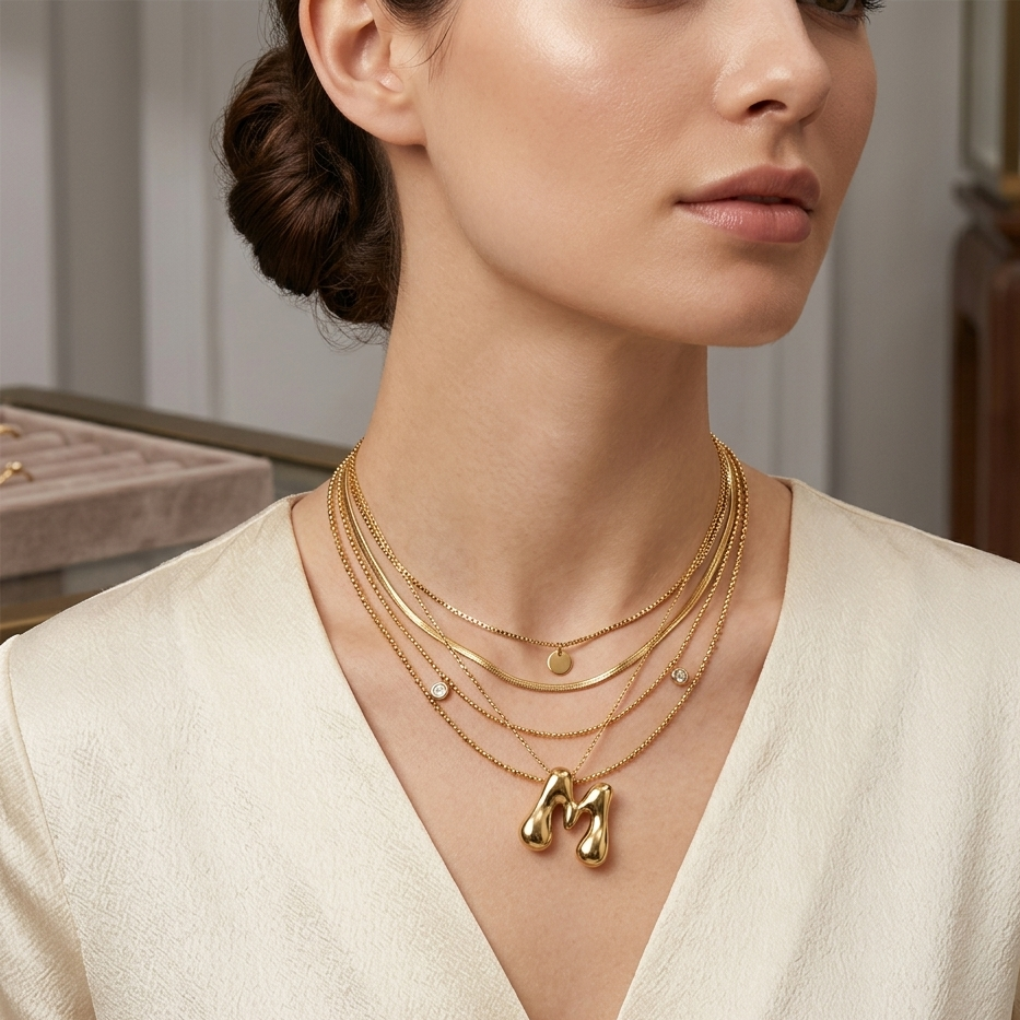 Bubble initial neckpieces