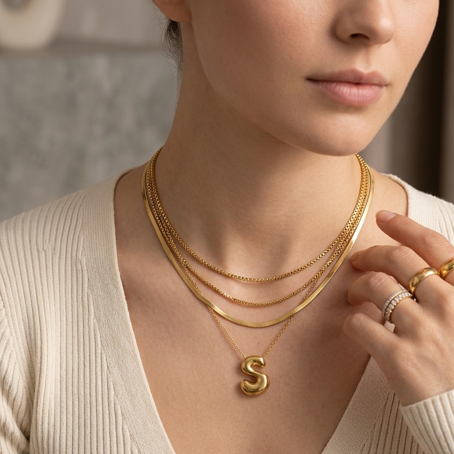 Bubble initial neckpieces